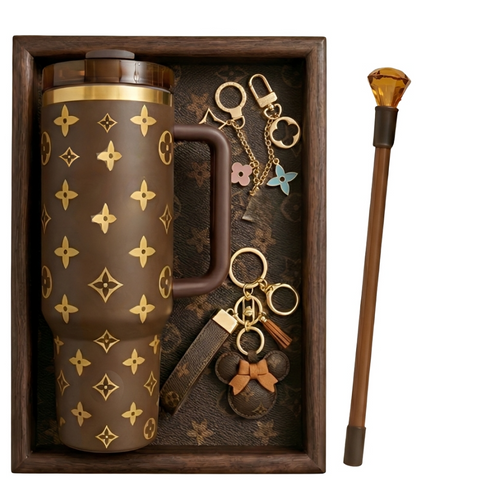 Coffret brun gobelet et accessoires